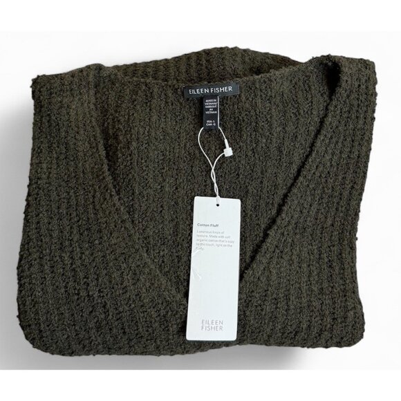 Eileen Fisher LARGE L Organic Cotton Fluff Cashmere Blend V-Neck Sweater NWT$268 - Picture 1 of 9